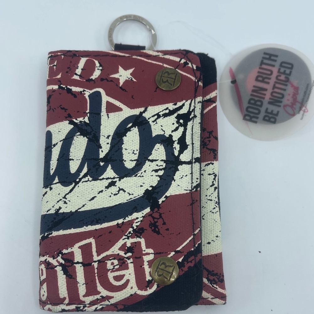 Robin‎ Ruth Orlando Wallet Keychain Coin Purse Red White Blue USA Flag Print